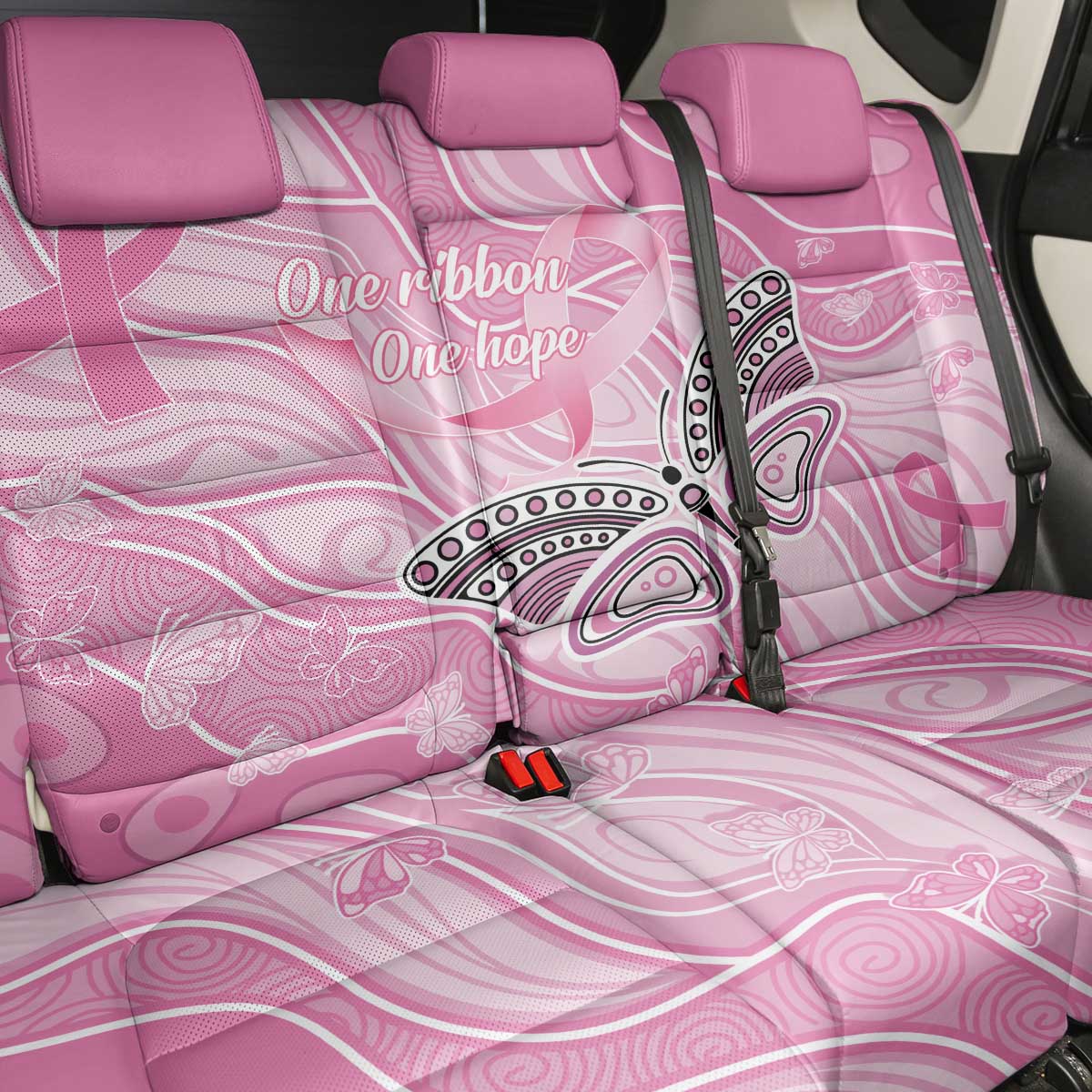 Australia Breast Cancer Awareness Back Car Seat Cover Butterfly Pink Ribbon Aboriginal Art
