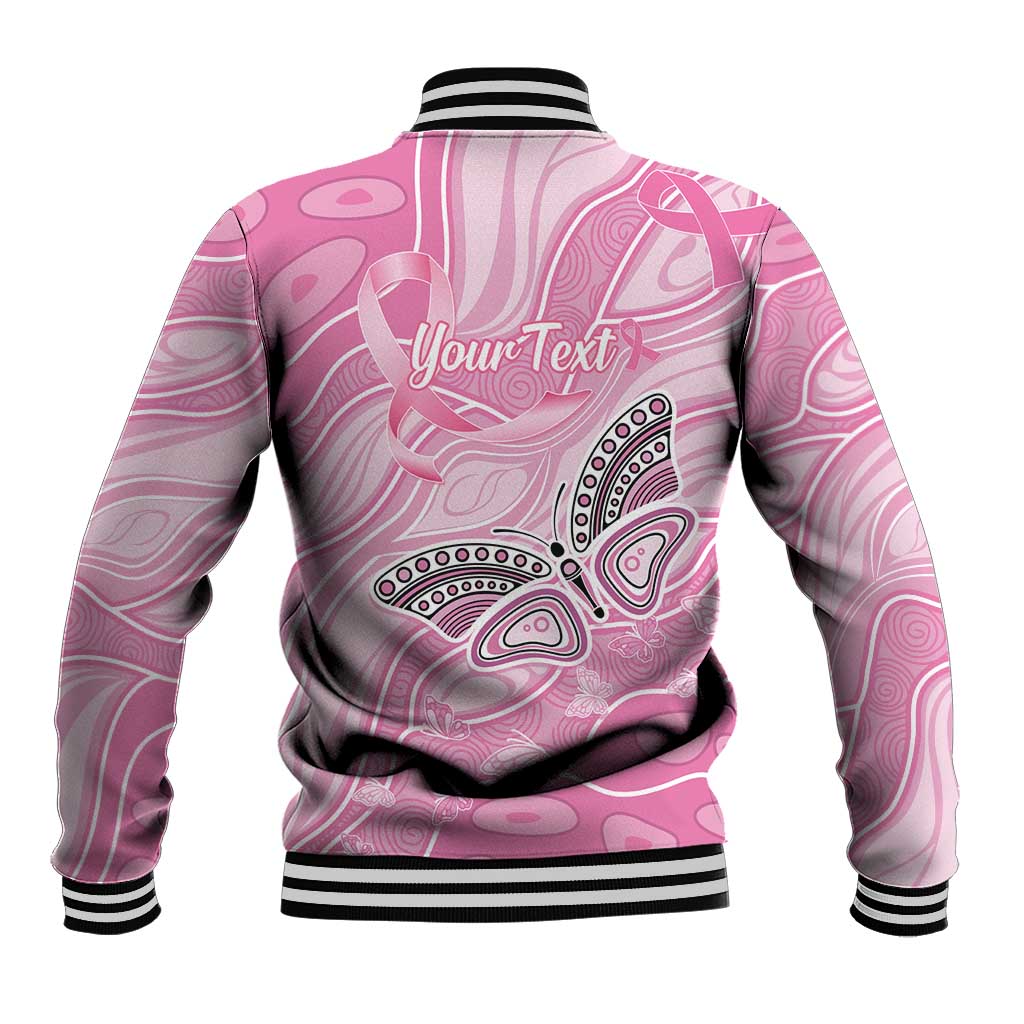 Australia Breast Cancer Awareness Personalised Baseball Jacket Butterfly Pink Ribbon Aboriginal Art
