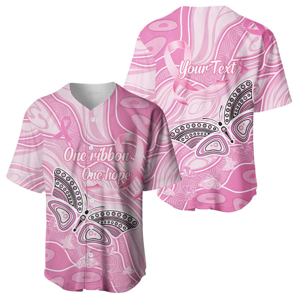 Australia Breast Cancer Awareness Personalised Baseball Jersey Butterfly Pink Ribbon Aboriginal Art
