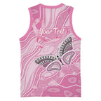 Australia Breast Cancer Awareness Personalised Basketball Jersey Butterfly Pink Ribbon Aboriginal Art