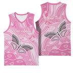 Australia Breast Cancer Awareness Personalised Basketball Jersey Butterfly Pink Ribbon Aboriginal Art