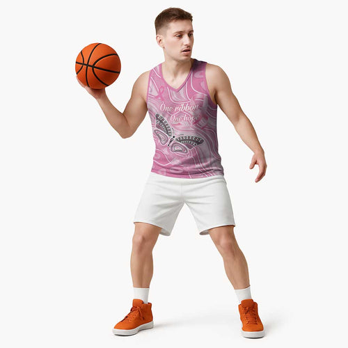 Australia Breast Cancer Awareness Personalised Basketball Jersey Butterfly Pink Ribbon Aboriginal Art