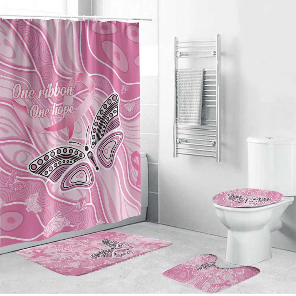 Australia Breast Cancer Awareness Bathroom Set Butterfly Pink Ribbon Aboriginal Art