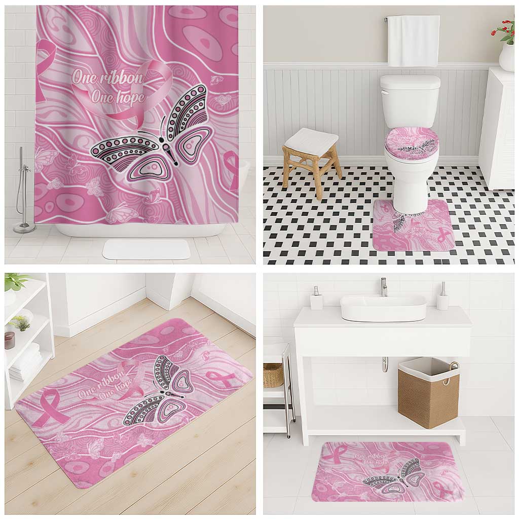 Australia Breast Cancer Awareness Bathroom Set Butterfly Pink Ribbon Aboriginal Art