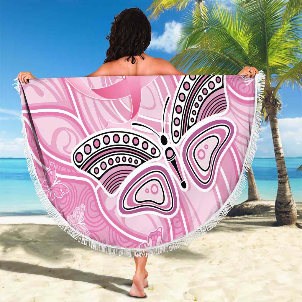 Australia Breast Cancer Awareness Beach Blanket Butterfly Pink Ribbon Aboriginal Art