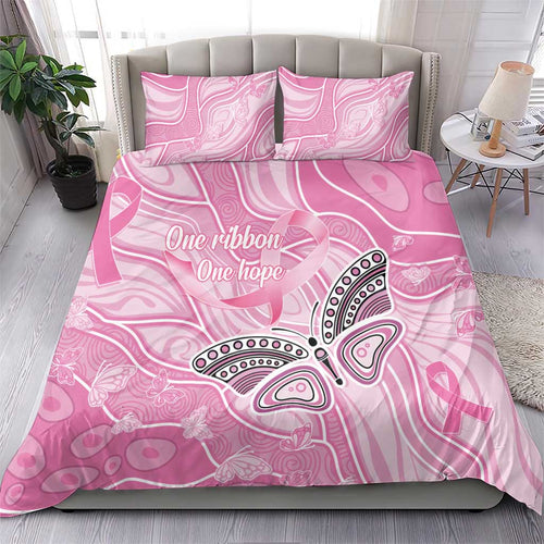 Australia Breast Cancer Awareness Bedding Set Butterfly Pink Ribbon Aboriginal Art