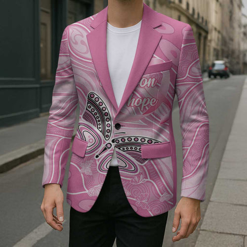 Australia Breast Cancer Awareness Personalised Blazer Butterfly Pink Ribbon Aboriginal Art