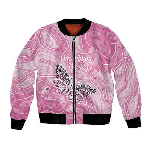 Australia Breast Cancer Awareness Personalised Bomber Jacket Butterfly Pink Ribbon Aboriginal Art