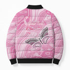 Australia Breast Cancer Awareness Personalised Bomber Puffer Jacket Butterfly Pink Ribbon Aboriginal Art