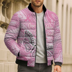 Australia Breast Cancer Awareness Personalised Bomber Puffer Jacket Butterfly Pink Ribbon Aboriginal Art