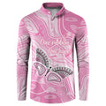Australia Breast Cancer Awareness Personalised Button Sweatshirt Butterfly Pink Ribbon Aboriginal Art