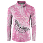 Australia Breast Cancer Awareness Personalised Button Sweatshirt Butterfly Pink Ribbon Aboriginal Art