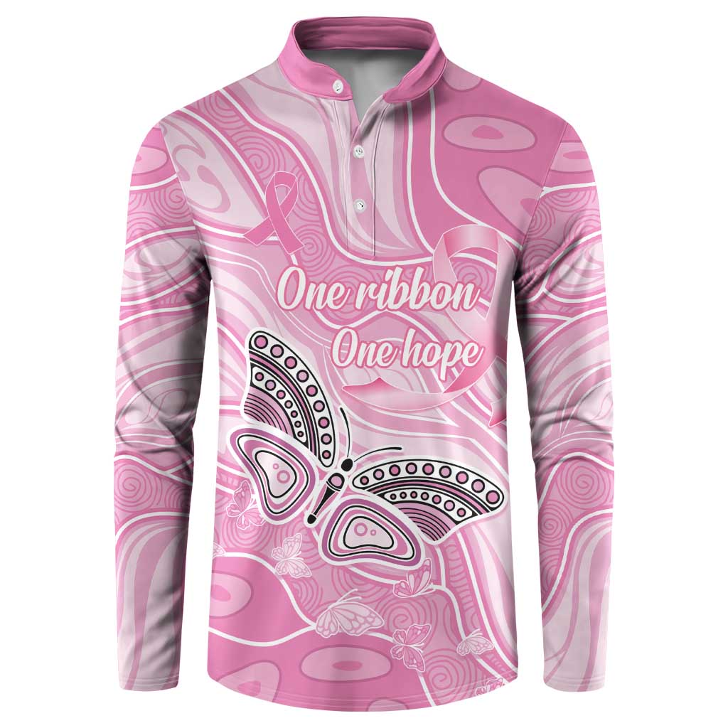 Australia Breast Cancer Awareness Personalised Button Sweatshirt Butterfly Pink Ribbon Aboriginal Art