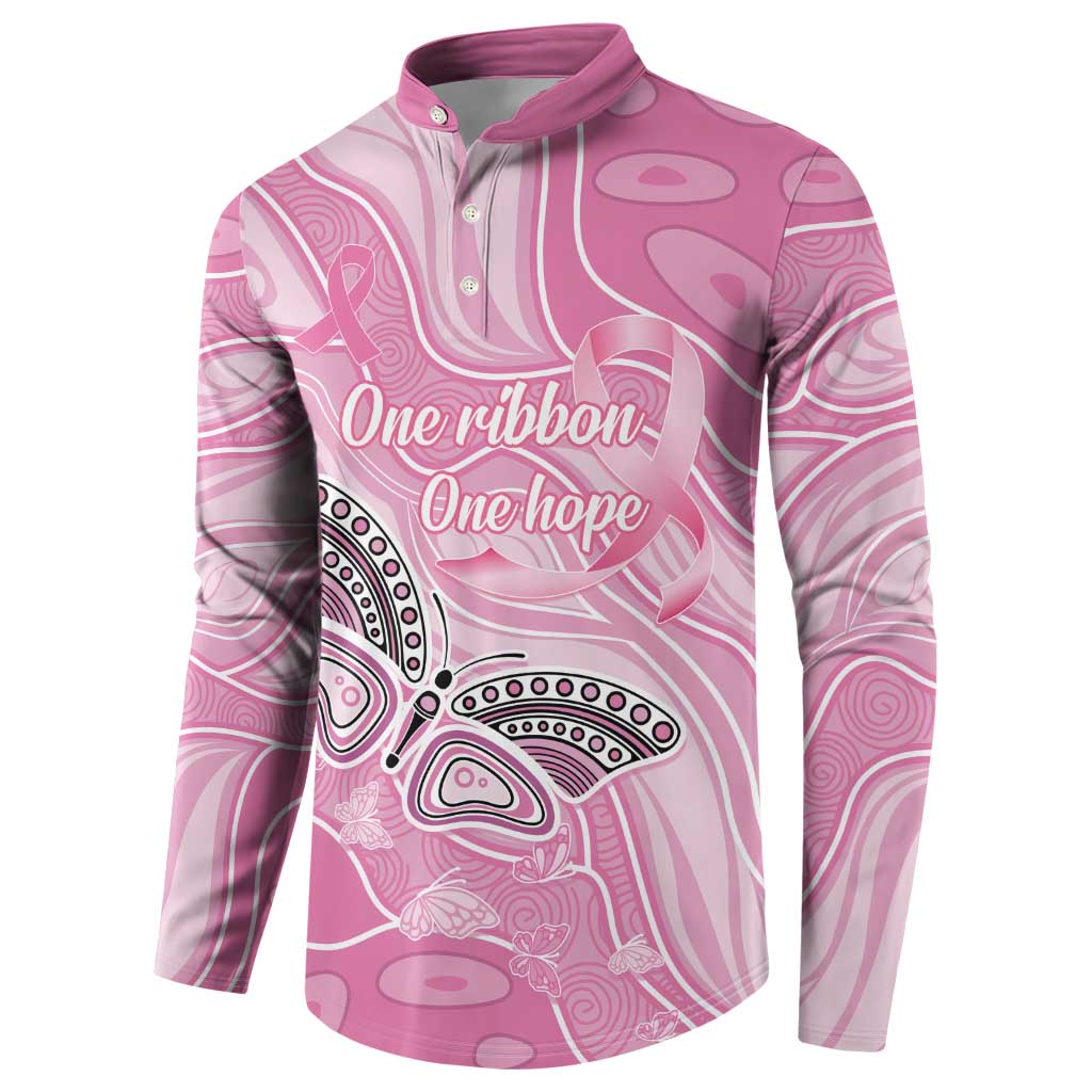 Australia Breast Cancer Awareness Personalised Button Sweatshirt Butterfly Pink Ribbon Aboriginal Art