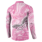 Australia Breast Cancer Awareness Personalised Button Sweatshirt Butterfly Pink Ribbon Aboriginal Art