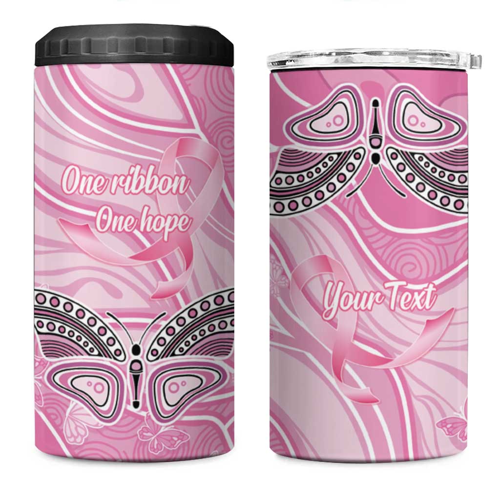 Australia Breast Cancer Awareness Personalised 4 in 1 Can Cooler Tumbler Butterfly Pink Ribbon Aboriginal Art