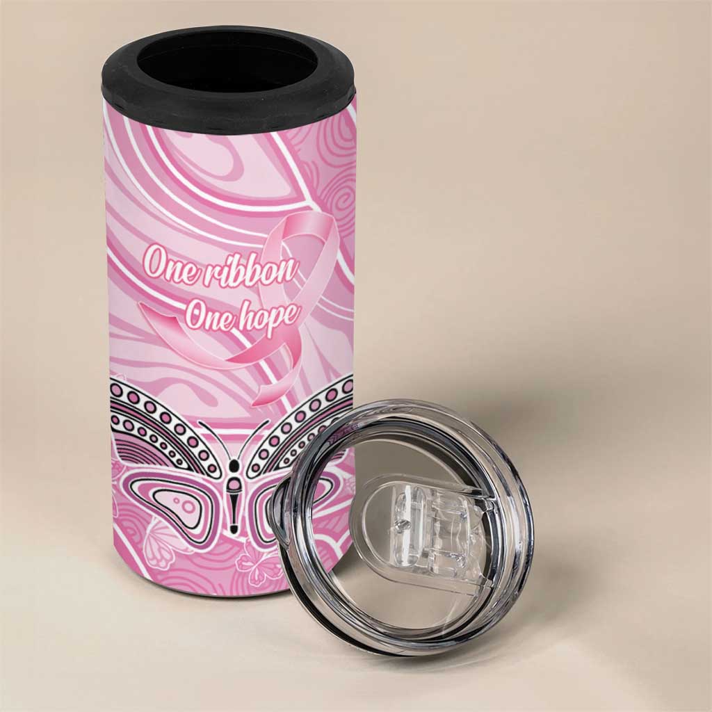 Australia Breast Cancer Awareness Personalised 4 in 1 Can Cooler Tumbler Butterfly Pink Ribbon Aboriginal Art