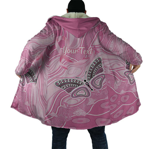 Australia Breast Cancer Awareness Personalised Cloak Butterfly Pink Ribbon Aboriginal Art
