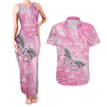 Australia Breast Cancer Awareness Personalised Couples Matching Tank Maxi Dress and Hawaiian Shirt Butterfly Pink Ribbon Aboriginal Art