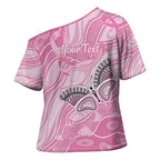 Australia Breast Cancer Awareness Personalised Cross Shoulder Shirt Butterfly Pink Ribbon Aboriginal Art
