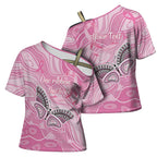 Australia Breast Cancer Awareness Personalised Cross Shoulder Shirt Butterfly Pink Ribbon Aboriginal Art