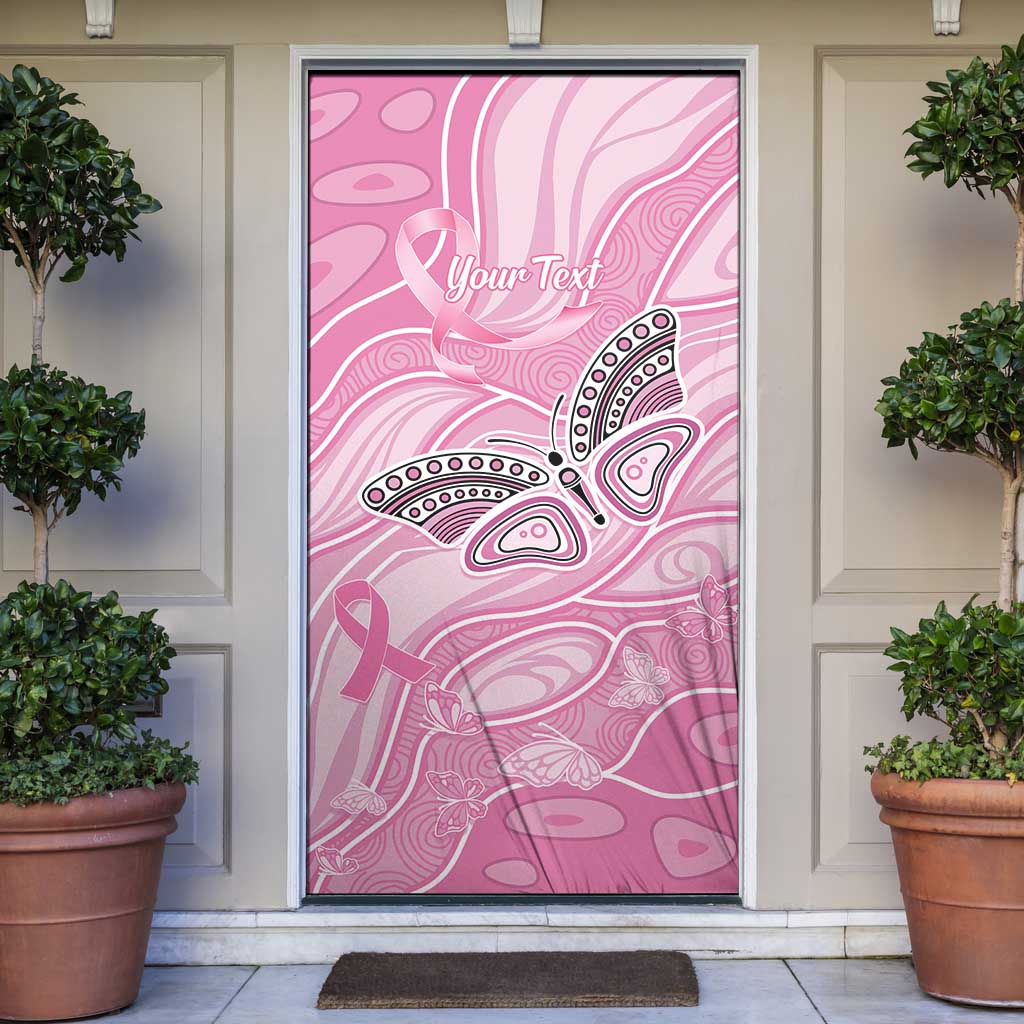 Australia Breast Cancer Awareness Personalised Door Cover Butterfly Pink Ribbon Aboriginal Art