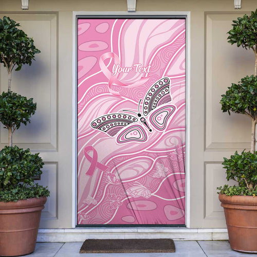 Australia Breast Cancer Awareness Personalised Door Cover Butterfly Pink Ribbon Aboriginal Art