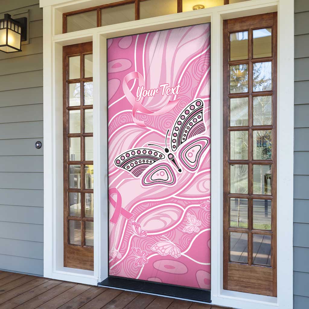 Australia Breast Cancer Awareness Personalised Door Cover Butterfly Pink Ribbon Aboriginal Art