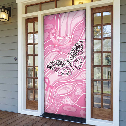 Australia Breast Cancer Awareness Personalised Door Cover Butterfly Pink Ribbon Aboriginal Art