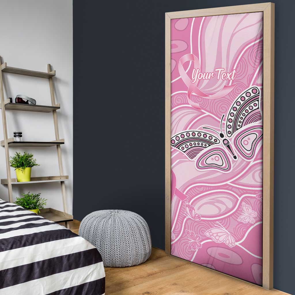 Australia Breast Cancer Awareness Personalised Door Cover Butterfly Pink Ribbon Aboriginal Art