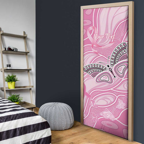 Australia Breast Cancer Awareness Personalised Door Cover Butterfly Pink Ribbon Aboriginal Art