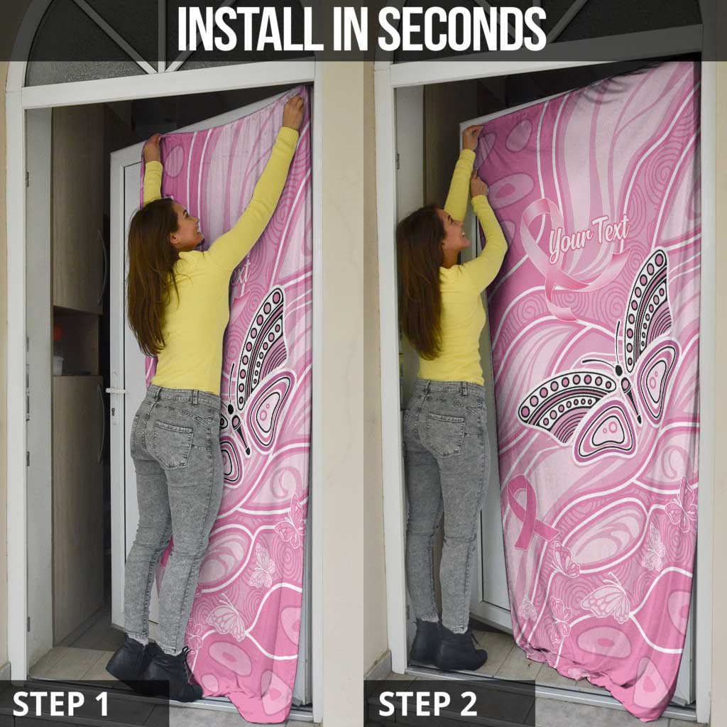 Australia Breast Cancer Awareness Personalised Door Cover Butterfly Pink Ribbon Aboriginal Art