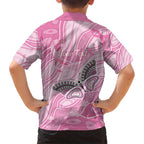 Australia Breast Cancer Awareness Personalised Family Matching Long Sleeve Bodycon Dress and Hawaiian Shirt Butterfly Pink Ribbon Aboriginal Art