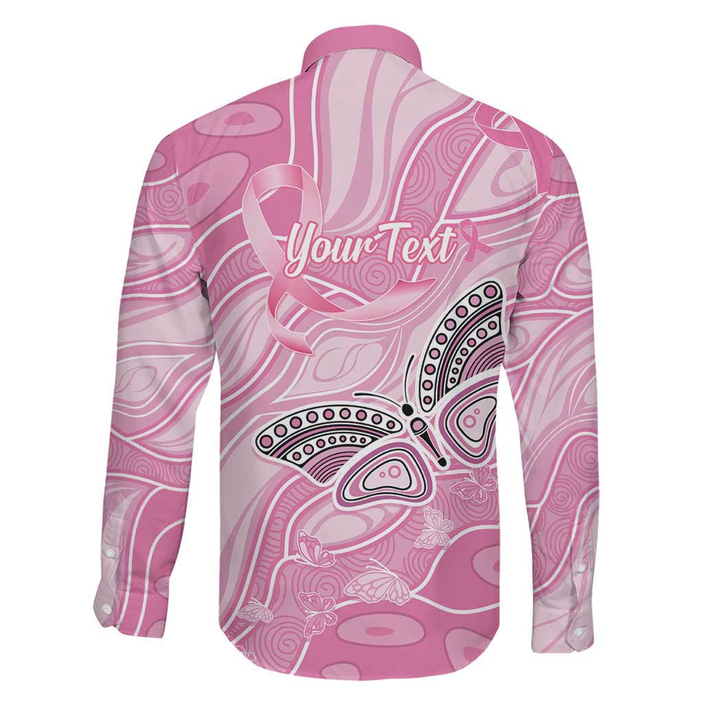 Australia Breast Cancer Awareness Personalised Family Matching Long Sleeve Bodycon Dress and Hawaiian Shirt Butterfly Pink Ribbon Aboriginal Art