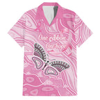 Australia Breast Cancer Awareness Personalised Family Matching Off Shoulder Short Dress and Hawaiian Shirt Butterfly Pink Ribbon Aboriginal Art