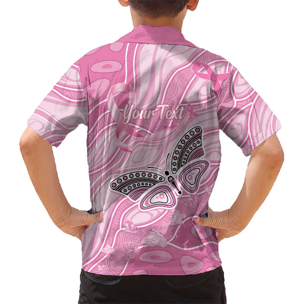 Australia Breast Cancer Awareness Personalised Family Matching Puletasi and Hawaiian Shirt Butterfly Pink Ribbon Aboriginal Art