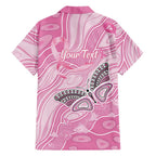 Australia Breast Cancer Awareness Personalised Family Matching Puletasi and Hawaiian Shirt Butterfly Pink Ribbon Aboriginal Art
