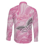 Australia Breast Cancer Awareness Personalised Family Matching Puletasi and Hawaiian Shirt Butterfly Pink Ribbon Aboriginal Art