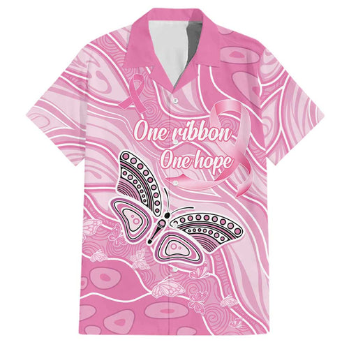 Australia Breast Cancer Awareness Personalised Family Matching Short Sleeve Bodycon Dress and Hawaiian Shirt Butterfly Pink Ribbon Aboriginal Art