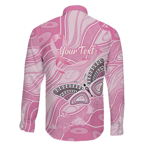 Australia Breast Cancer Awareness Personalised Family Matching Short Sleeve Bodycon Dress and Hawaiian Shirt Butterfly Pink Ribbon Aboriginal Art