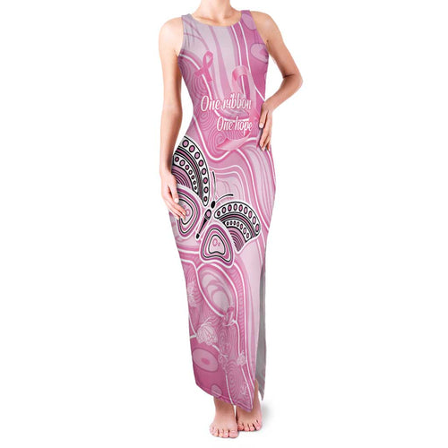 Australia Breast Cancer Awareness Personalised Family Matching Tank Maxi Dress and Hawaiian Shirt Butterfly Pink Ribbon Aboriginal Art