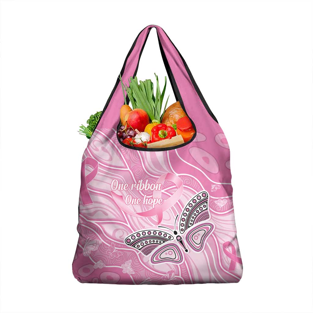 Australia Breast Cancer Awareness Grocery Bag Butterfly Pink Ribbon Aboriginal Art
