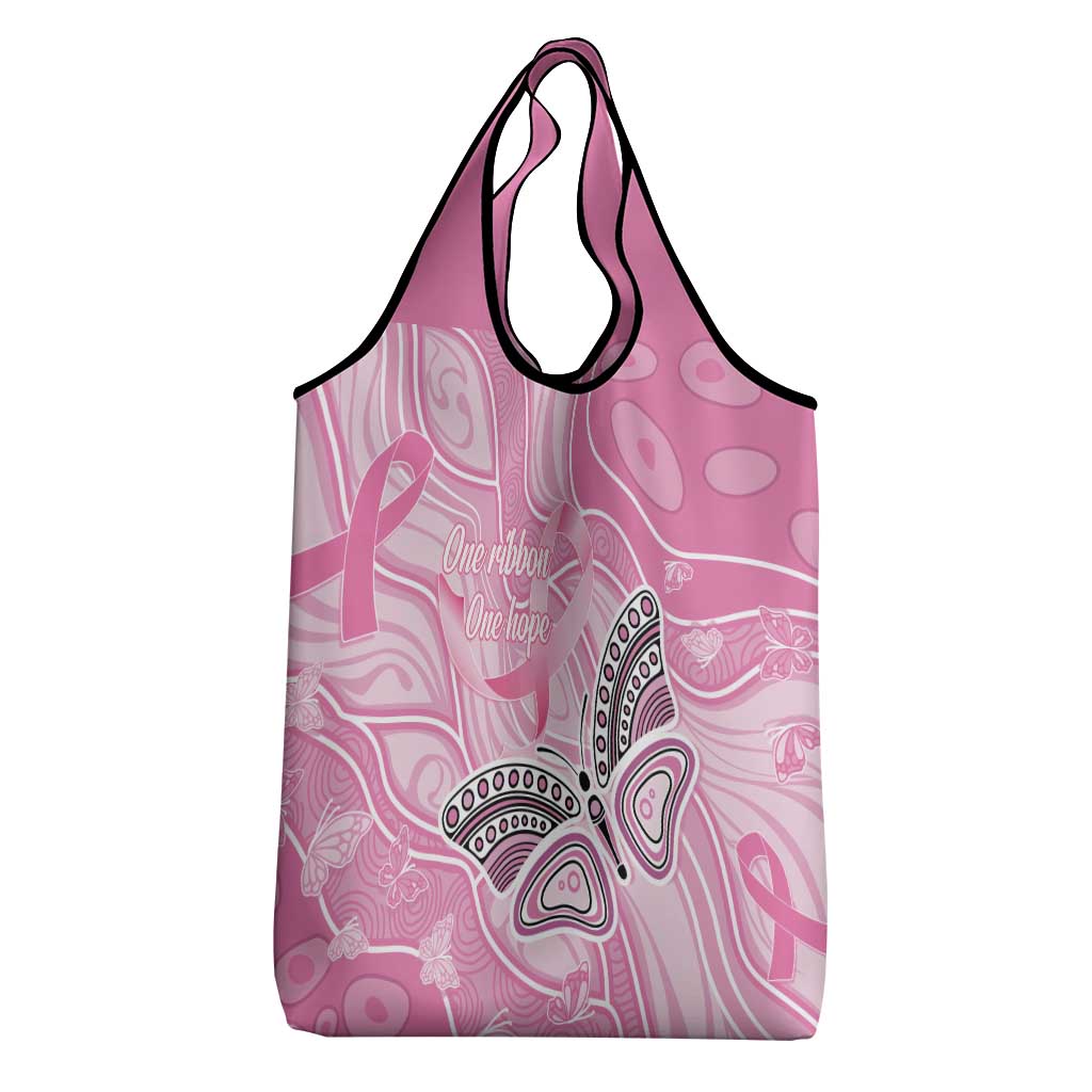 Australia Breast Cancer Awareness Grocery Bag Butterfly Pink Ribbon Aboriginal Art