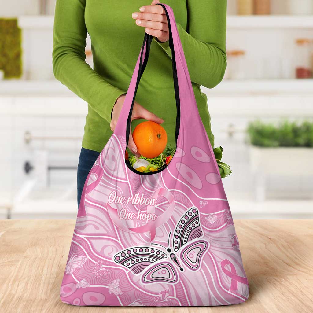 Australia Breast Cancer Awareness Grocery Bag Butterfly Pink Ribbon Aboriginal Art