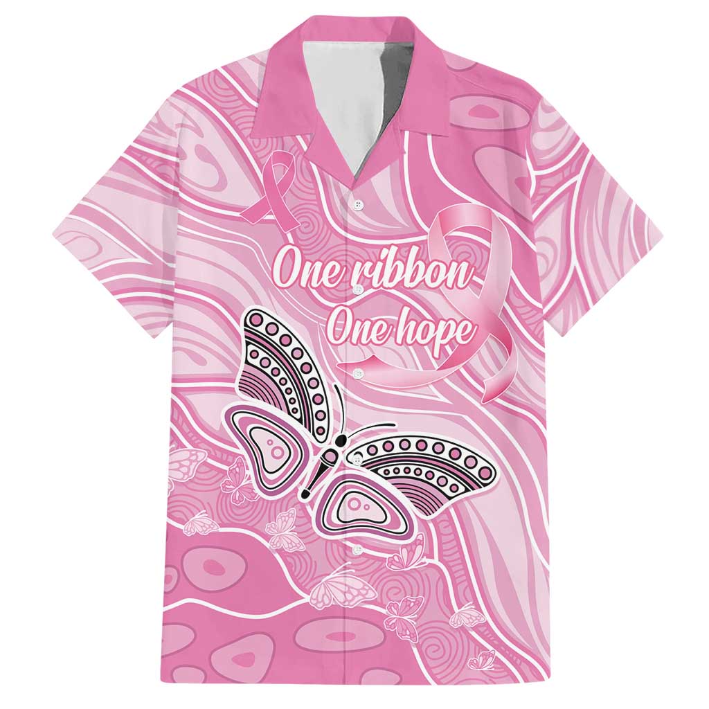 Australia Breast Cancer Awareness Personalised Hawaiian Shirt Butterfly Pink Ribbon Aboriginal Art