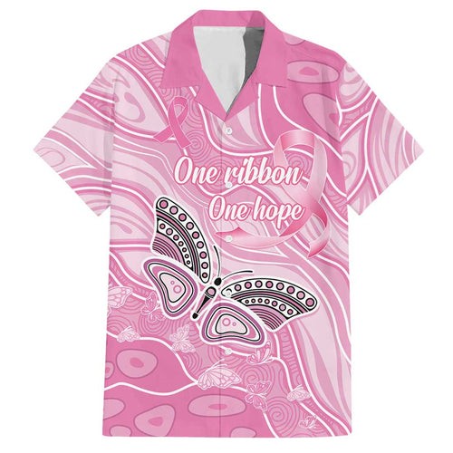 Australia Breast Cancer Awareness Personalised Hawaiian Shirt Butterfly Pink Ribbon Aboriginal Art