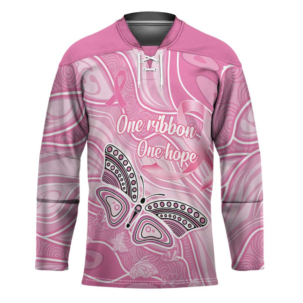 Australia Breast Cancer Awareness Personalised Hockey Jersey Butterfly Pink Ribbon Aboriginal Art