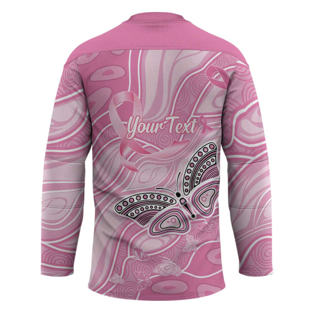 Australia Breast Cancer Awareness Personalised Hockey Jersey Butterfly Pink Ribbon Aboriginal Art