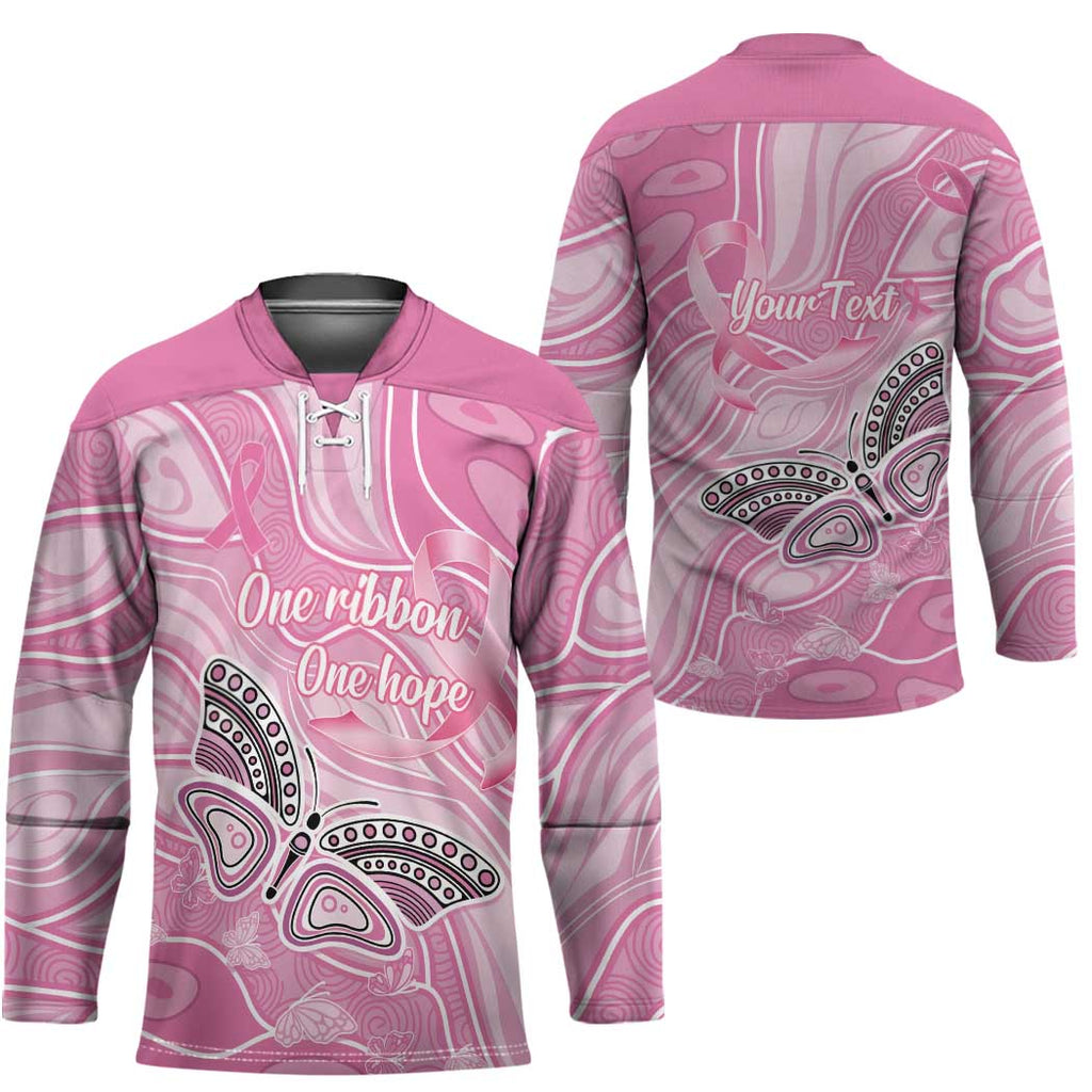 Australia Breast Cancer Awareness Personalised Hockey Jersey Butterfly Pink Ribbon Aboriginal Art