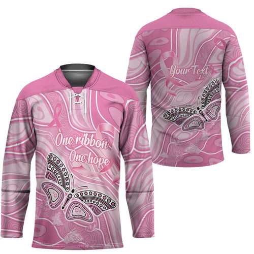 Australia Breast Cancer Awareness Personalised Hockey Jersey Butterfly Pink Ribbon Aboriginal Art